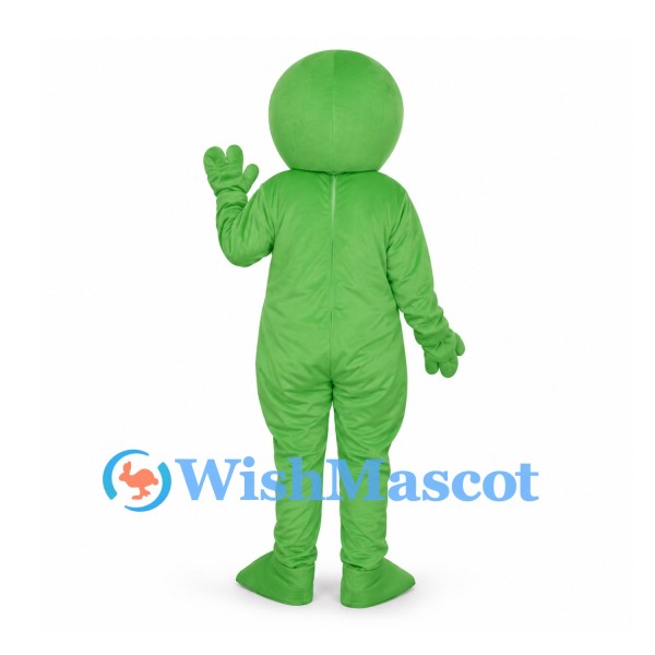 Alien Mascot Costume in Green with Black Oval Eyes