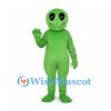 Alien Mascot Costume in Green with Black Oval Eyes