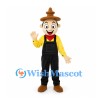 Man Mascot Costume with Brown Hat and Black Overalls