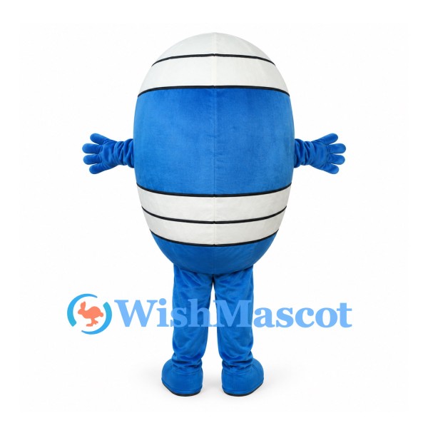 Barrel Mascot Costume in Blue with White Bands