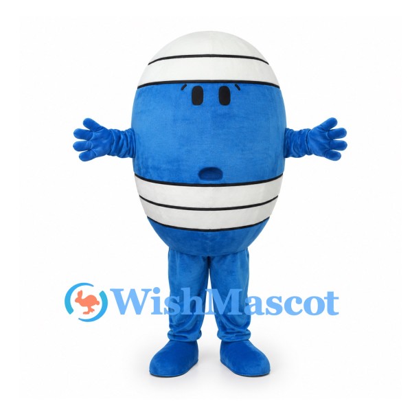 Barrel Mascot Costume in Blue with White Bands
