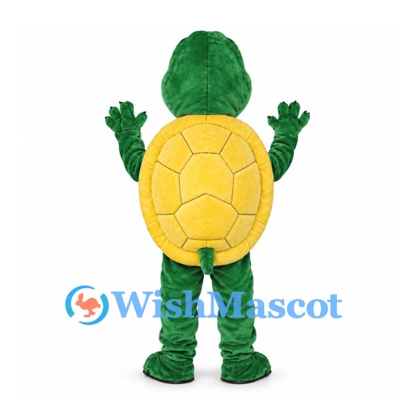 Turtle Mascot Costume in Green with Yellow Segmented Shell