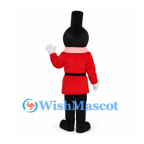 Soldier Mascot Costume with Red Coat and Tall Black Hat
