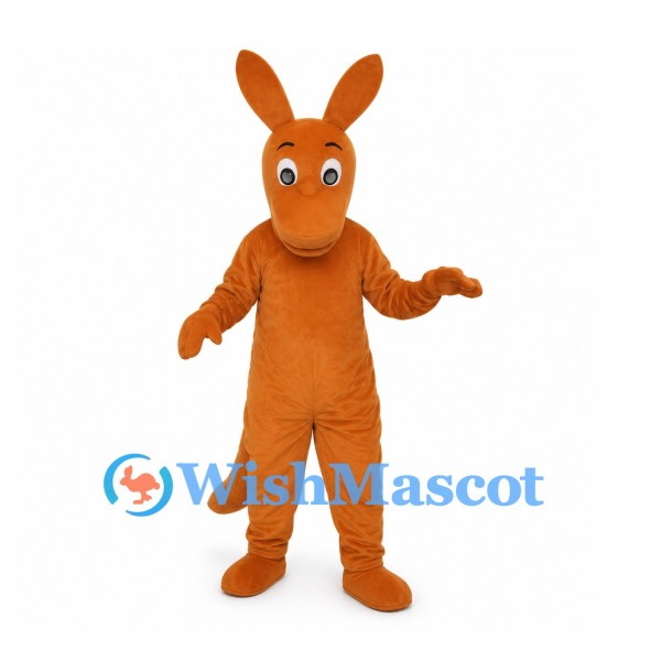 Kangaroo Mascot Costume in Orange with Long Tail