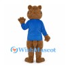 Chipmunk Mascot Costume with Blue Shirt and Round Glasses