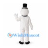 Snowman Mascot Costume with Black Top Hat and Checkered Scarf