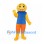 Smiley Face Mascot Costume with Blue Vest and Orange Pants
