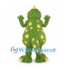 Dinosaur Mascot Costume in Green with Yellow Spots and White Fangs
