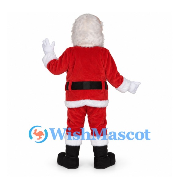 Santa Claus Mascot Costume with Red Suit and Curly White Beard
