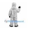 Gorilla Mascot Costume in White with Shaggy Fur and Black Face