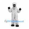 Gorilla Mascot Costume in White with Shaggy Fur and Black Face