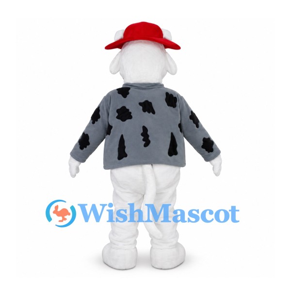 Dalmatian Dog Mascot Costume with Spotted Jacket and Red Hat