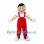 Boy Mascot Costume with Red Overalls and Yellow Striped Shirt
