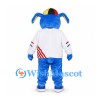 Rabbit Mascot Costume in Blue and White with Colorful Cap