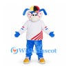 Rabbit Mascot Costume in Blue and White with Colorful Cap