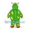 Monster Mascot Costume in Green with Yellow Stars and Shaggy Fur