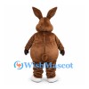Rabbit Mascot Costume in Brown with White Belly and Tall Ears