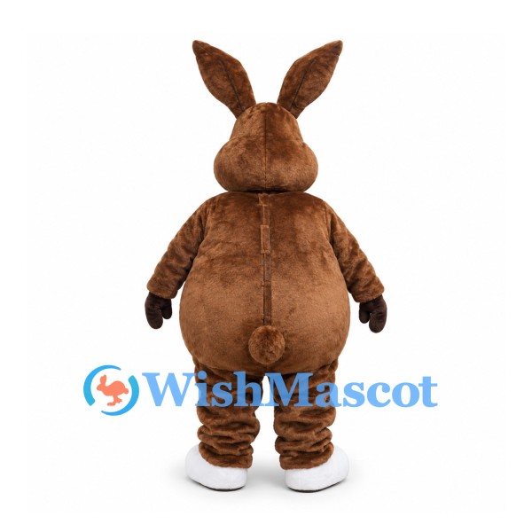 Rabbit Mascot Costume in Brown with White Belly and Tall Ears