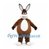 Rabbit Mascot Costume in Brown with White Belly and Tall Ears