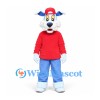 Wolf Mascot Costume with Red Shirt and Light Blue Pants