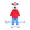 Wolf Mascot Costume with Red Shirt and Light Blue Pants