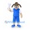 Dog Mascot Costume with Round Glasses and Blue Sports Outfit