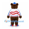 Bear Mascot Costume with Black Sunglasses and Red Striped Shirt