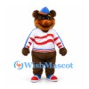 Bear Mascot Costume with Black Sunglasses and Red Striped Shirt
