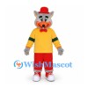 Cat Mascot Costume with Yellow Shirt and Red Pants