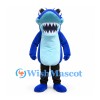Shark Mascot Costume in Blue with Jagged Teeth and Black Pants