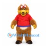 Lion Mascot Costume with Red Shirt and Shaggy Brown Body