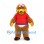 Lion Mascot Costume with Red Shirt and Shaggy Brown Body