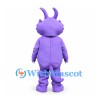 Dragon Mascot Costume in Purple with Curved Horns and White Fangs