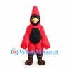 Cardinal Mascot Costume in Red with Black Belly and Tall Crest