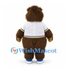 Hedgehog Mascot Costume in Brown with White Sports Shirt