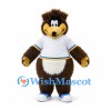 Hedgehog Mascot Costume in Brown with White Sports Shirt