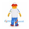 Boy Mascot Costume with White Shirt and Blue Rainbow Pants