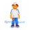 Boy Mascot Costume with White Shirt and Blue Rainbow Pants