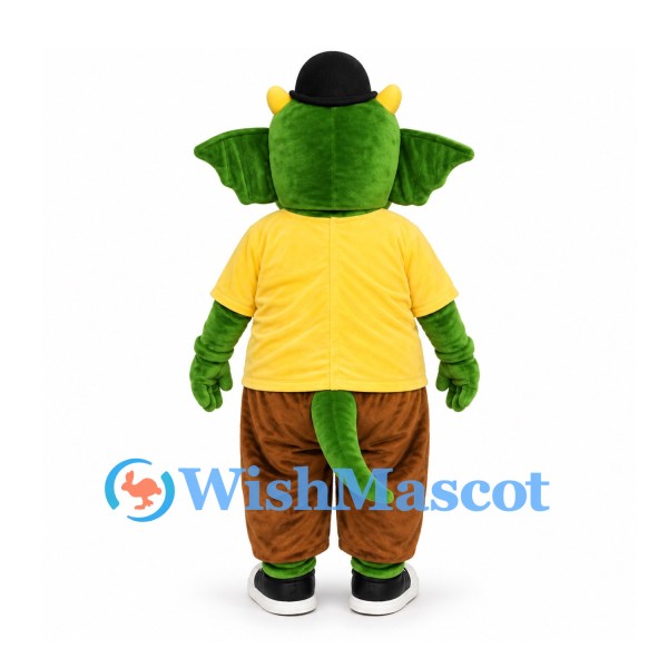 Dragon Mascot Costume with Yellow Shirt and Brown Pants