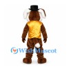 Rabbit Mascot Costume in Brown with Gold Vest and Black Top Hat