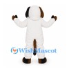 Dog Mascot Costume in White with Brown and Black Ears