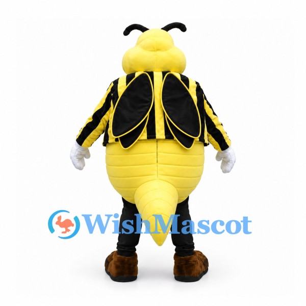 Bee Mascot Costume with Yellow Striped Jacket and Rounded Belly