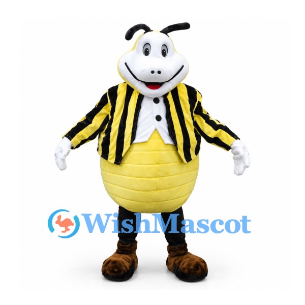 Bee Mascot Costume with Yellow Striped Jacket and Rounded Belly
