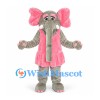 Elephant Mascot Costume in Gray with Pink Dress and Ears