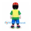 Boy Mascot Costume with Red Cap and Yellow and Green Shirt
