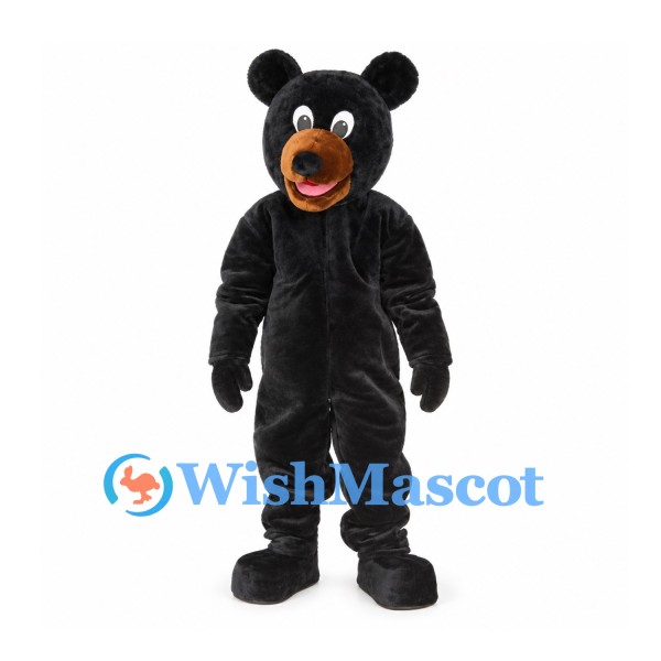 Bear Mascot Costume in Black with Brown Muzzle
