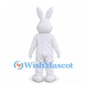 Rabbit Mascot Costume in White with Tall Ears and Pink Nose
