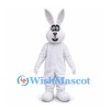 Rabbit Mascot Costume in White with Tall Ears and Pink Nose