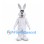 Rabbit Mascot Costume in White with Tall Ears and Pink Nose