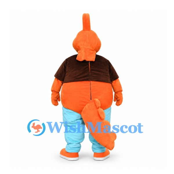 Kangaroo Mascot Costume in Orange with Brown Shirt and Blue Pants